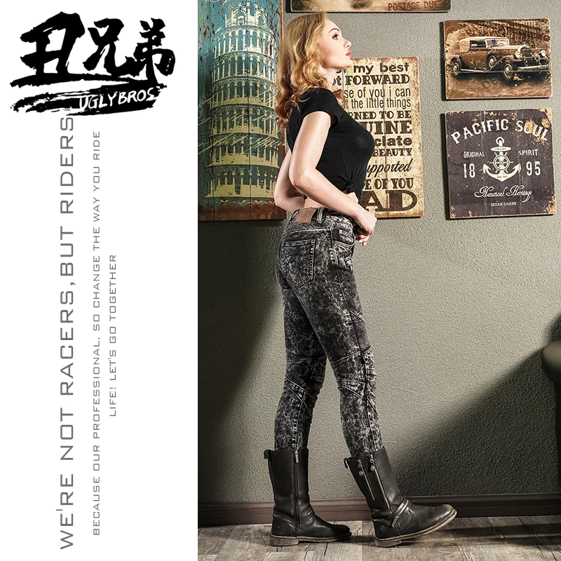 Мотоциклетные джинсы Uglybros воздухопроницаемые облегающие защитные брюки для