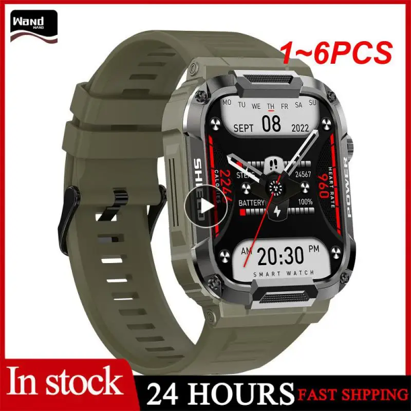 

1~6PCS Rugged Military Smart Watch Men For Android Ios Ftiness Watches Ip68 Waterproof 1.85'' Call Smartwatch