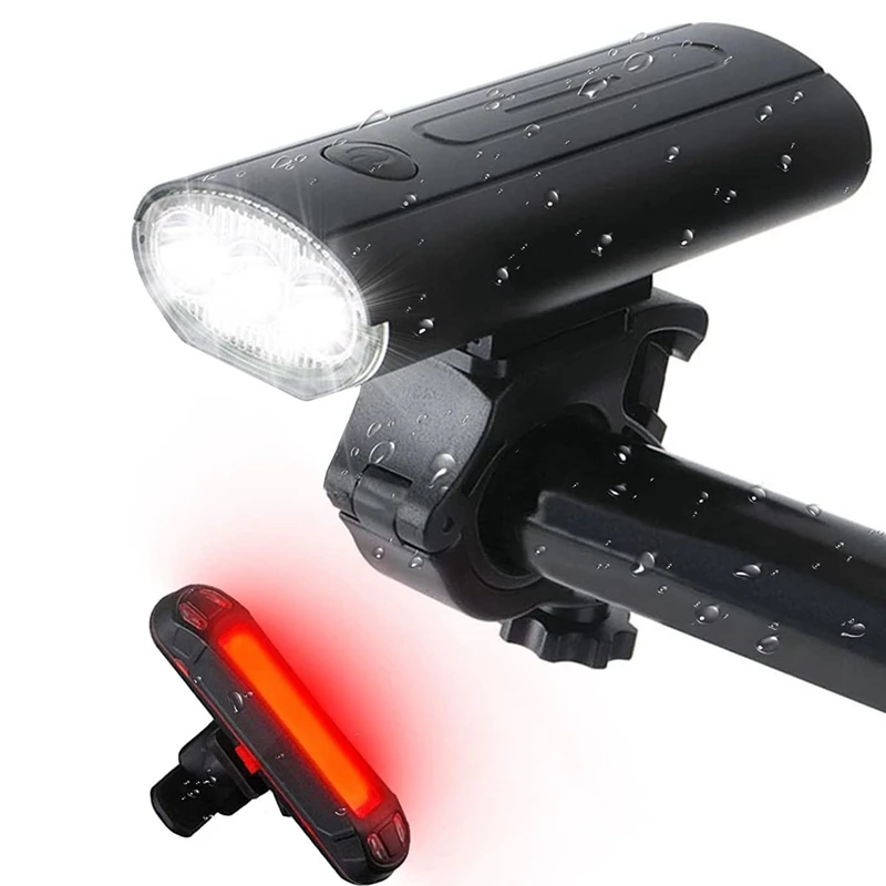 

Bike Lights Front And Back-3000 Lumens 4000MAH Rechargeable Front Bike Light 6 Modes Bike Lights Set Cycling Lights