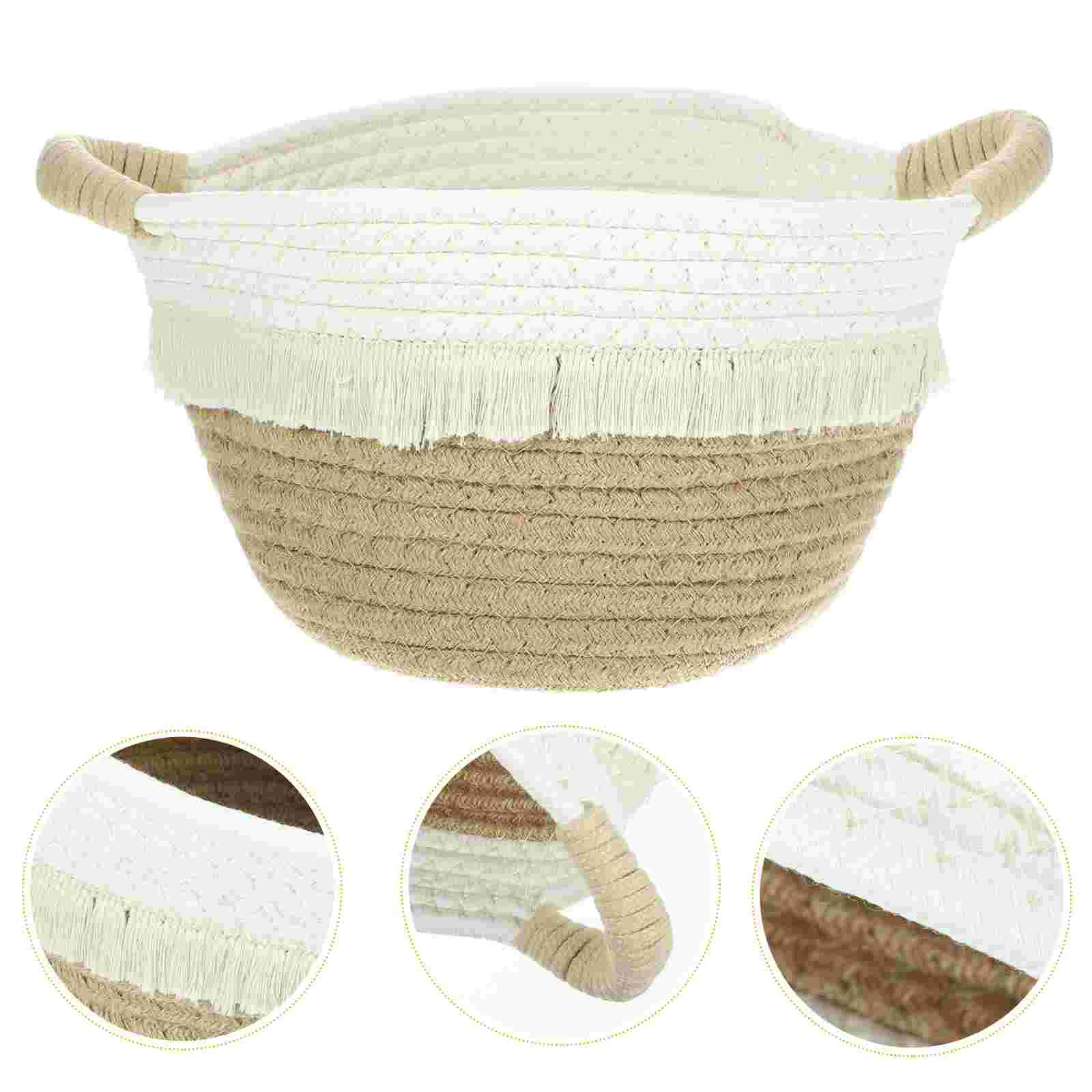 

Home Accessory Makeup Brush Baskets Woven Rope Basket Cotton Rope Desktop Woven