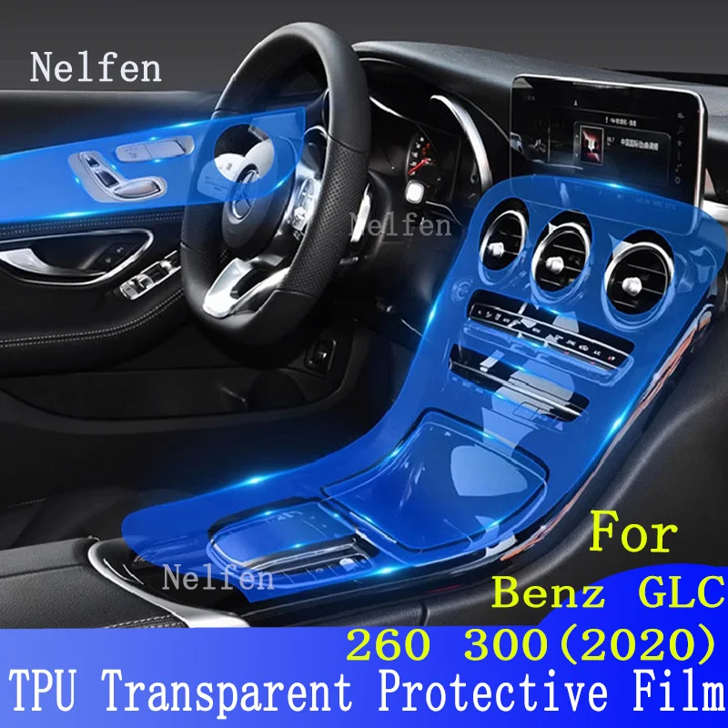 For Mercedes Benz GLC W253 260 300 2020-2021 Car Interior Center console Transparent TPU Protective film Anti-scratc Accessories
