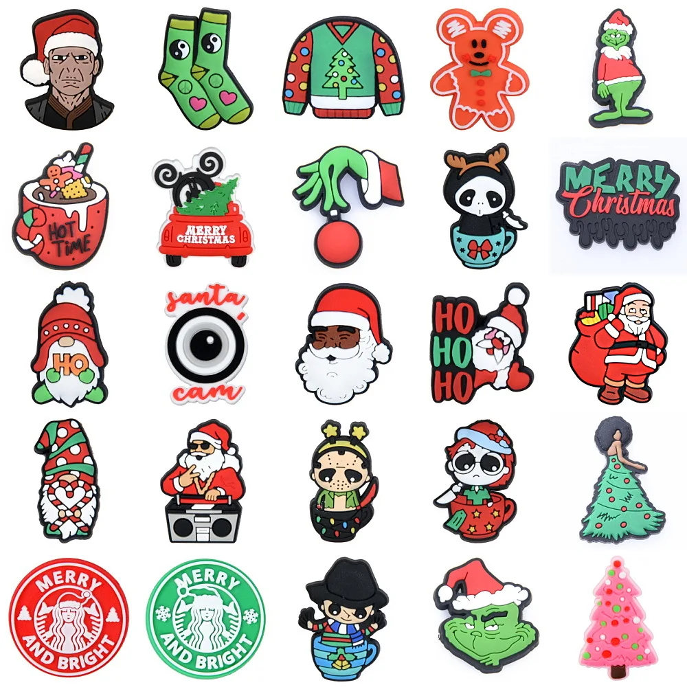 New Christmas Croc Accessories Cartoon Animals Santa Claus Shoe Decoration Croc Charms JIBZ Kids Party Gifts