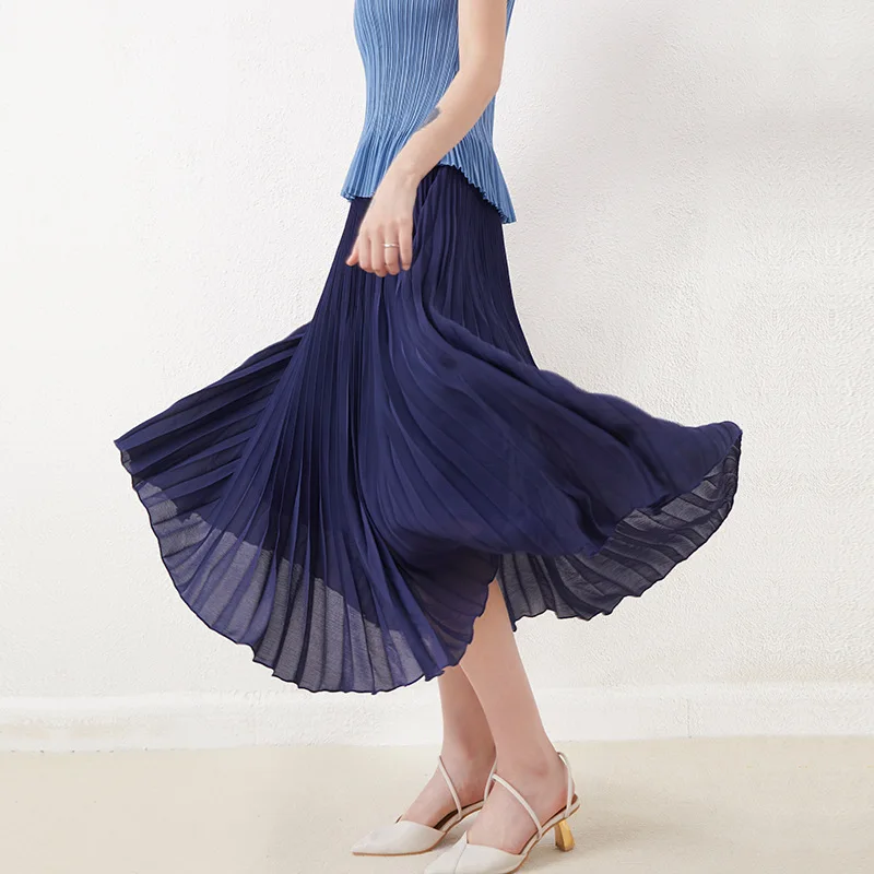 Miyake pleated women's design sense niche skirt summer skirt new chiffon temperament all-match high waist mid length