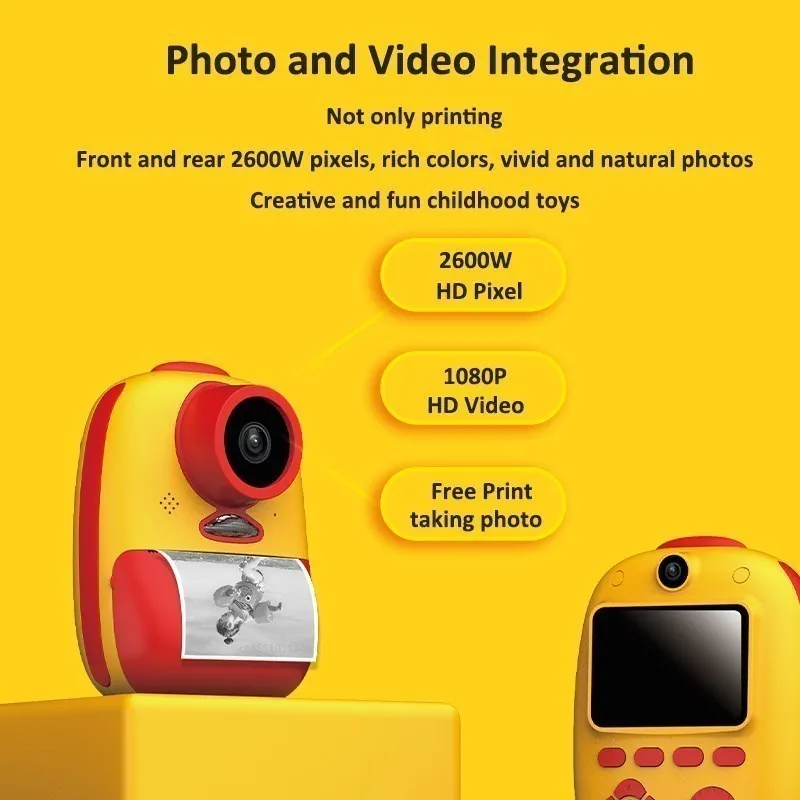 New Kids Instant Print Camera 1080P 2600W Pixels Thermal Printing Camera Digital Photo Camera Video Girl Boy Toy Child Gift Best enlarge
