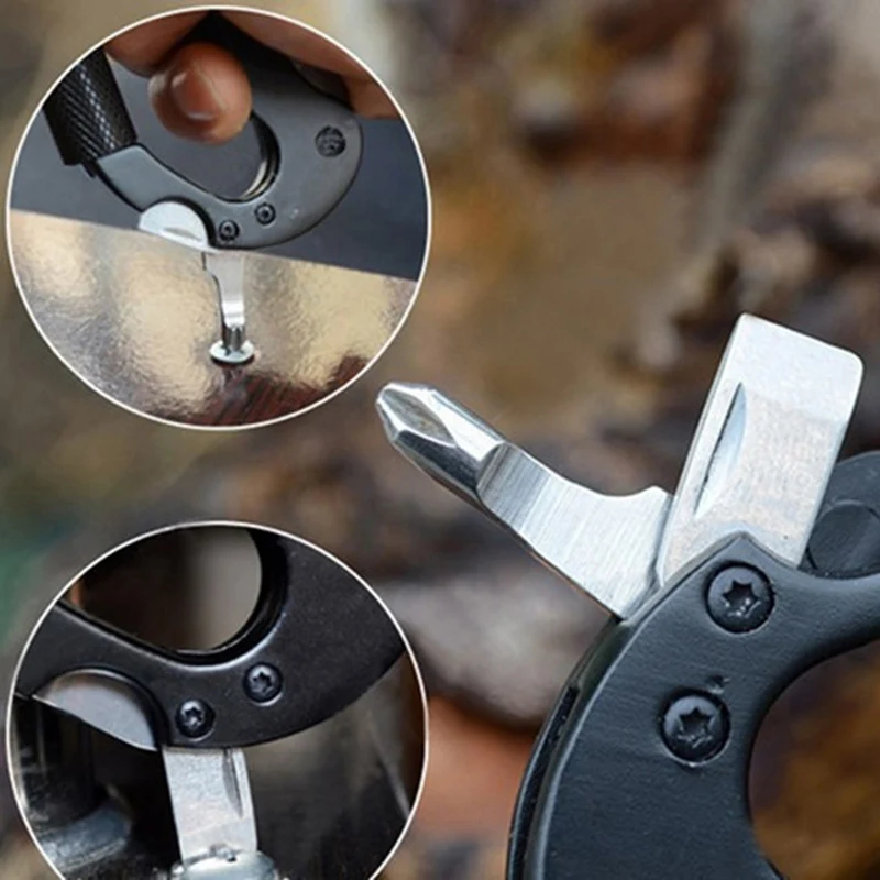 5 в 1 складной мини-нож из нержавеющей стали с карабином | Спорт и развлечения