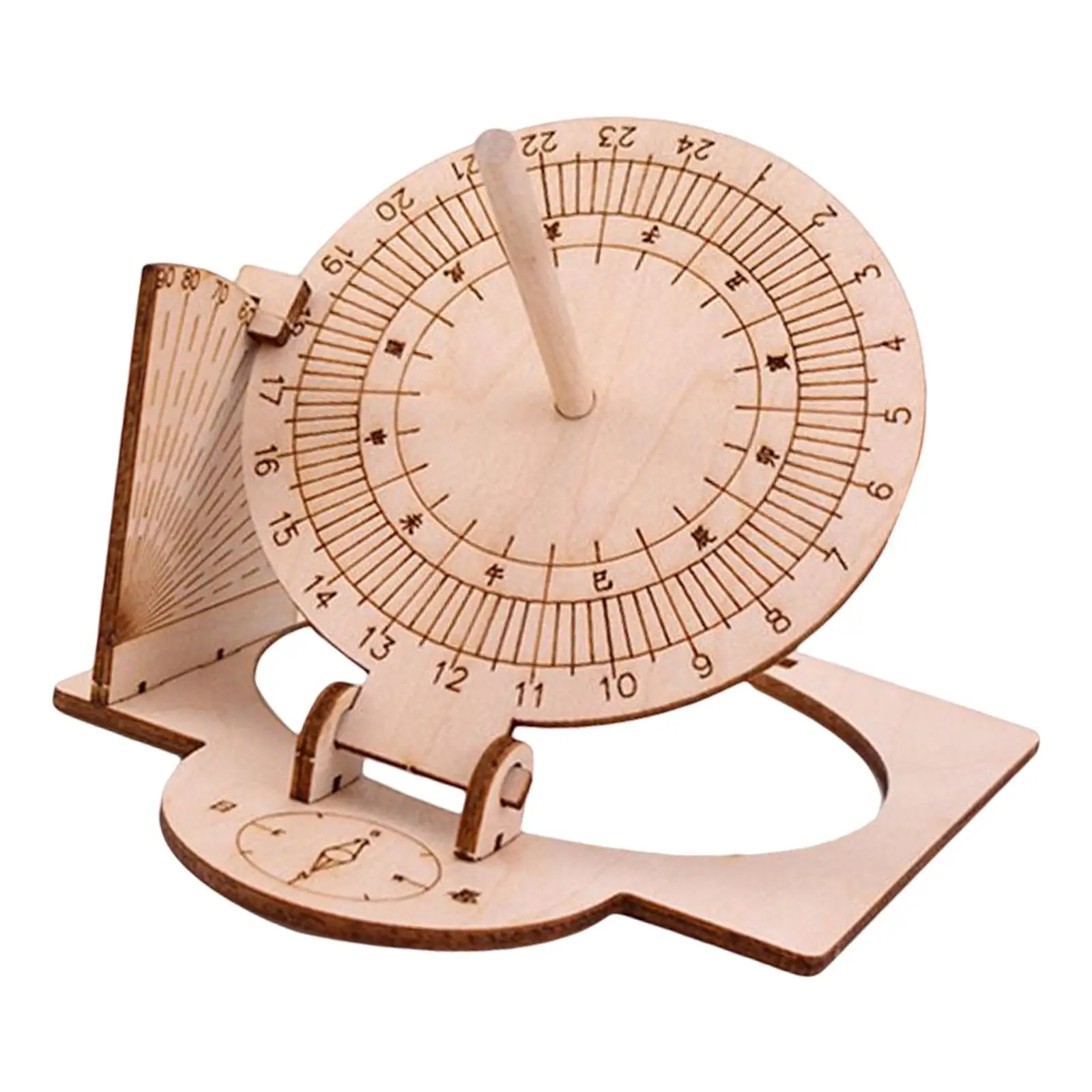

Equatorial Sundial Clock DIY Wooden Scientific Model for Kids Easily Install
