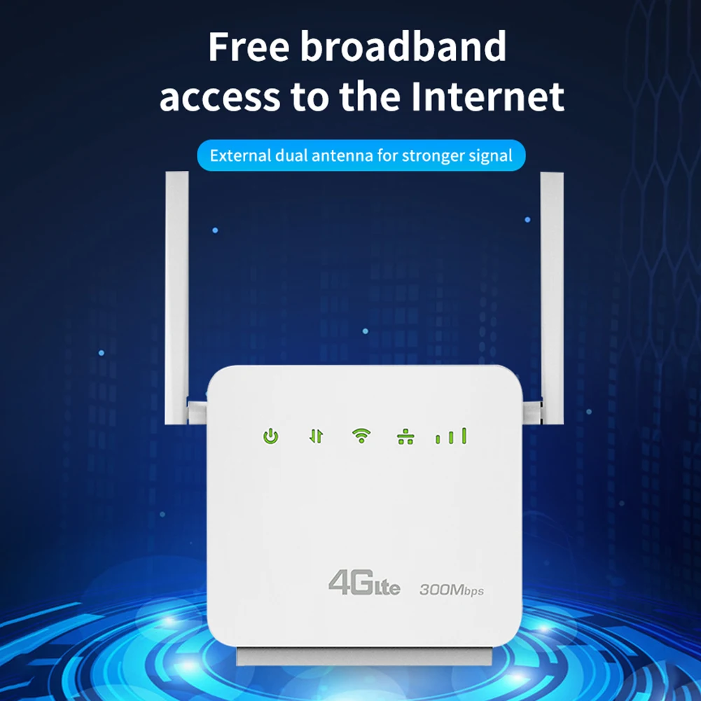 

4G Router Modem 300Mbps 4G Router Wireless Modem External Antennas Wide Coverage with Sim Card Slot Internet Connection
