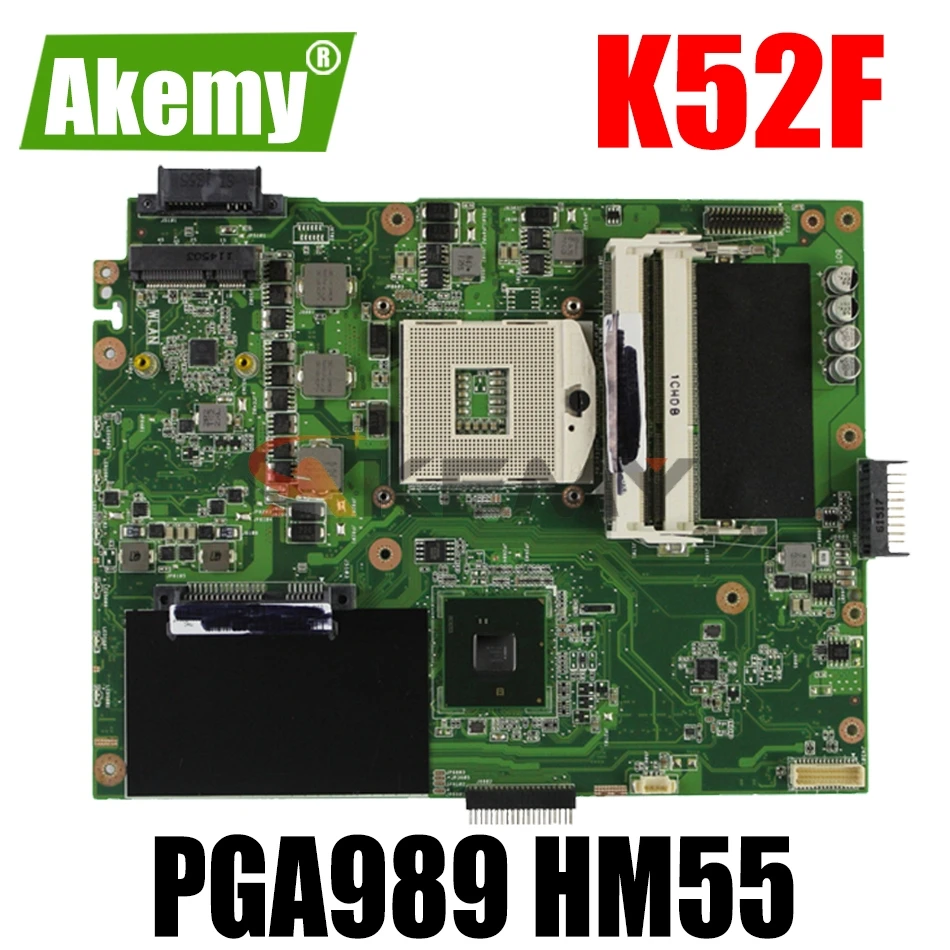 

AKEMY K52F Laptop Motherboard For ASUS K52F X52N A52F K52 Test Original Mainboard PGA989 HM55