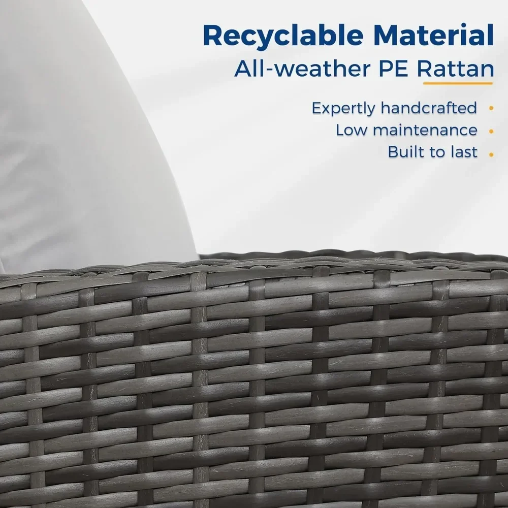 Плетеный набор для бесед на крыльце кемпинговый серый диван из ротанга стул с