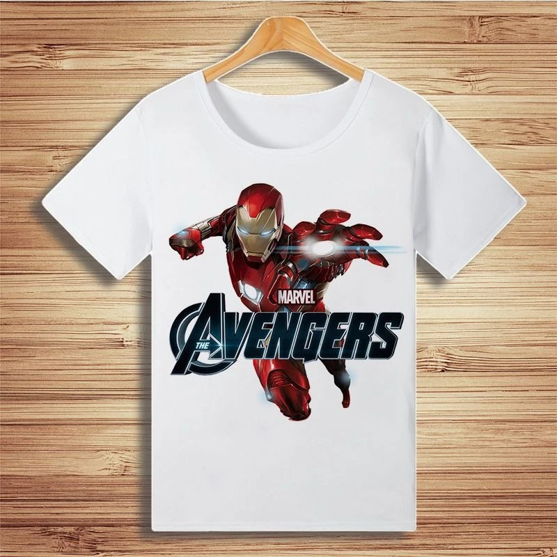 Фото Футболка с короткими рукавами Marvel Avengers Iron Man Captain America Deadpool Spider-Man Thor, детский летний повседневный топ унисекс, новое поступление №2