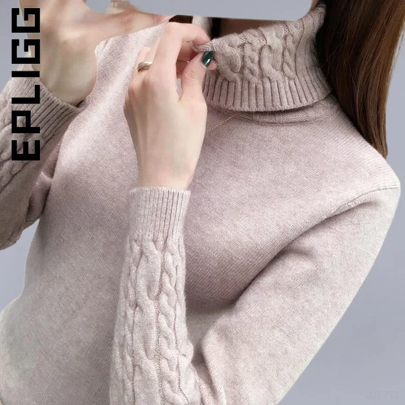 

Женский трикотажный свитер Epligg с высоким воротником, новый элегантный сексуальный трикотажный свитер, Дешевые Свитера для девушек, Женская...