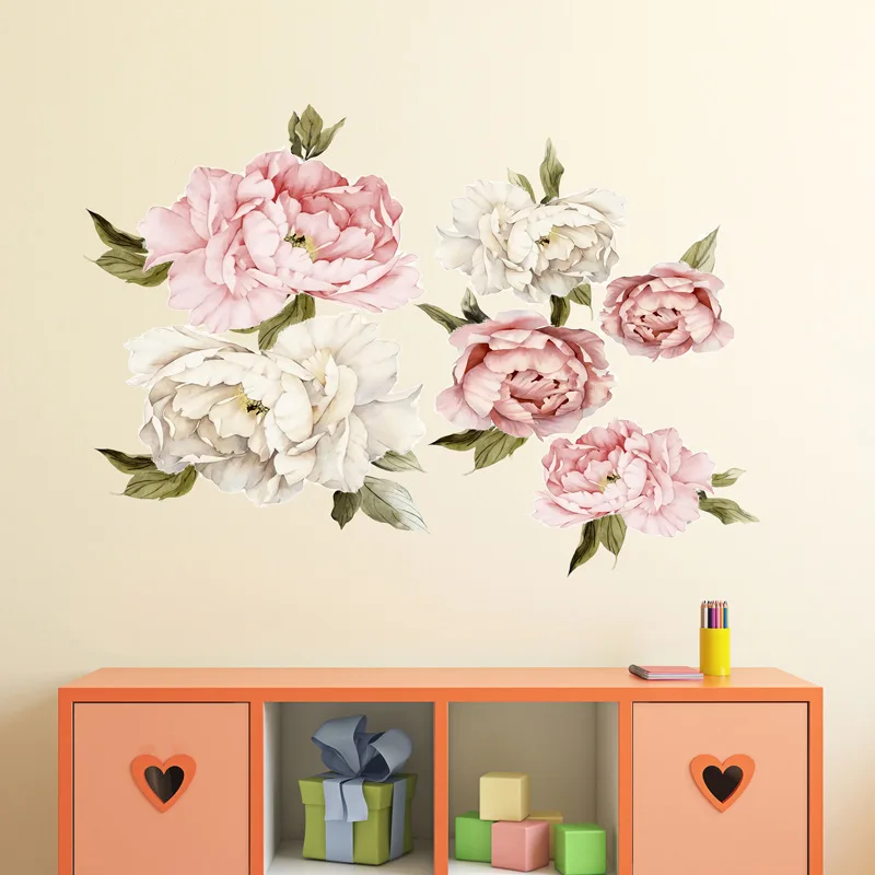 

60x60 см большие розовые строительные наклейки Романтические цветы домашний декор для спальни гостиной DIY виниловые наклейки на стены
