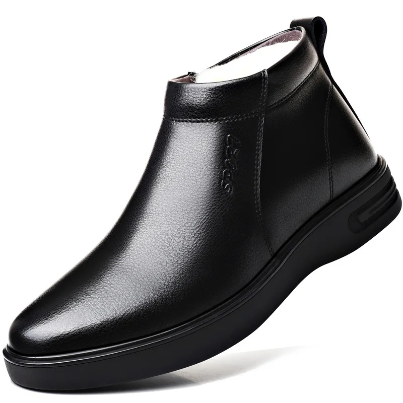 Ботинки мужские из натуральной кожи с мехом