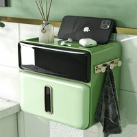 tissue paper box rack household wall mounted storage case bathroom waterproof mobile phone holder tray roll paper tube shelf