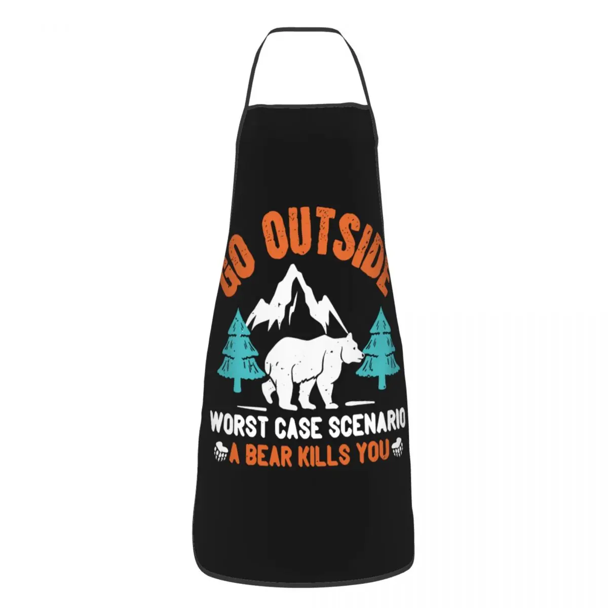 Custom Go Outside Worst Case Scenario A Bear Kills You Bib Фартуки Шеф-кухар Приключения Кемпинг Таблиер