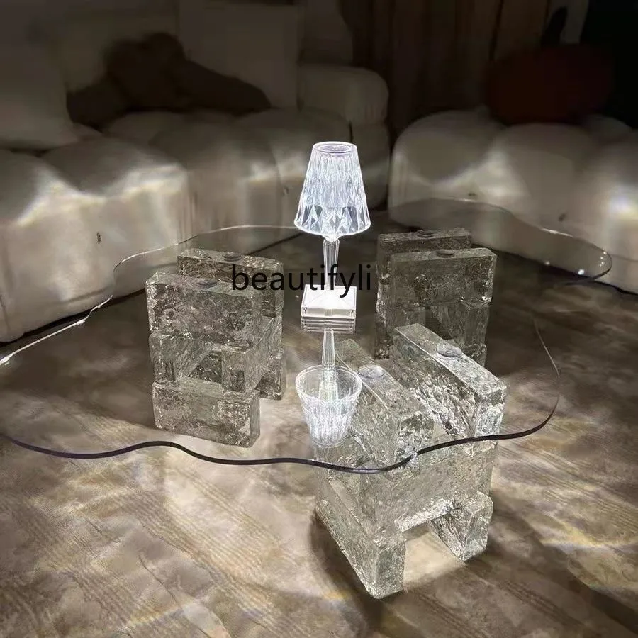 

Transparent Acrylic Cloud Tea Table Creative Office Reception Room Model Room Side Table Clothing Store Middle Island Table