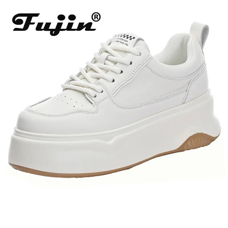 

Fujin 6cm Genuine Leather Platform Wedge Mixed Color Moccasins Comfy Breathable Casual Chunky Sneakers Women Spring Autumn Shoes