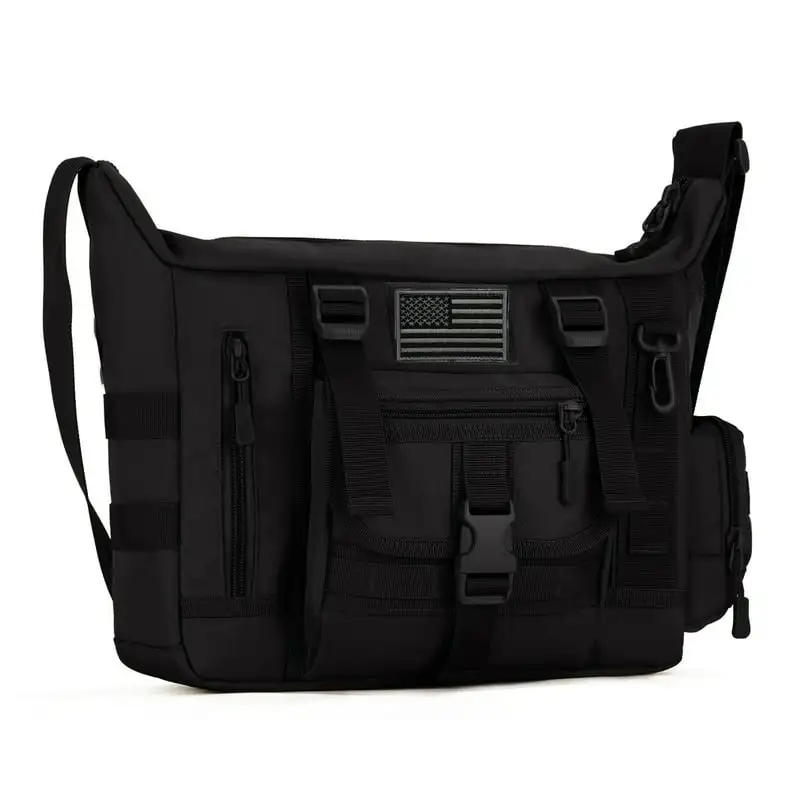 

. Fashionable Waterproof Black Men Messenger Shoulder Satchel Sling Bag - Patch Bag for Stylish Men.