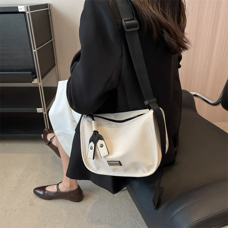 Simple Waterproof Oxford Single-Shoulder Bag Solid Color Fashion Crossbody Bags Commute Portable Casual Satchel New Versatile