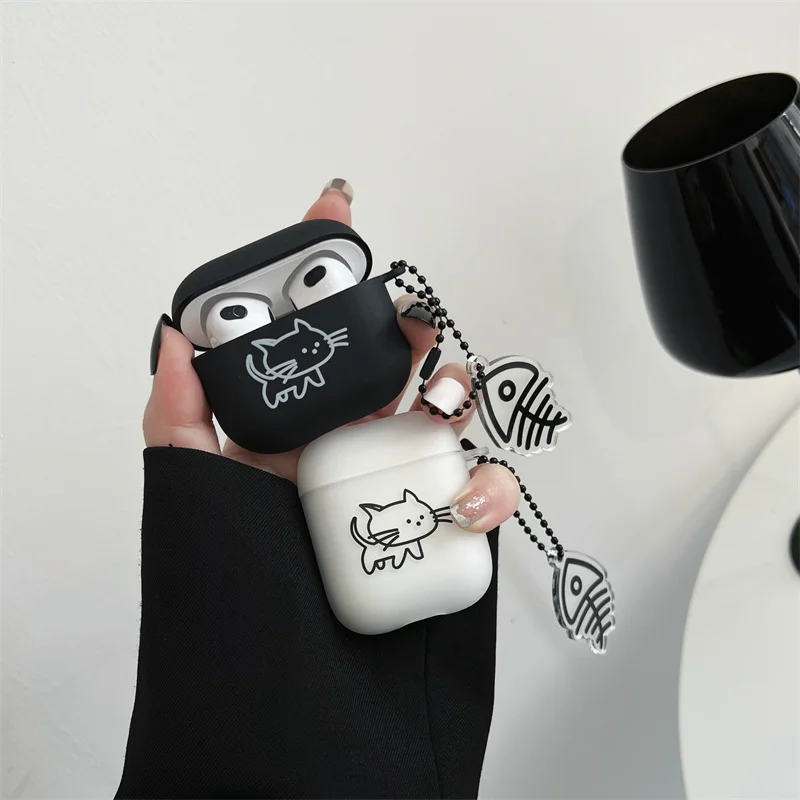 

Матовый чехол с милым маленьким котом для AirPods Pro 2, чехол для Airpods 2, чехол для наушников, чехол для Airpods 3, украшения для зарядного бокса