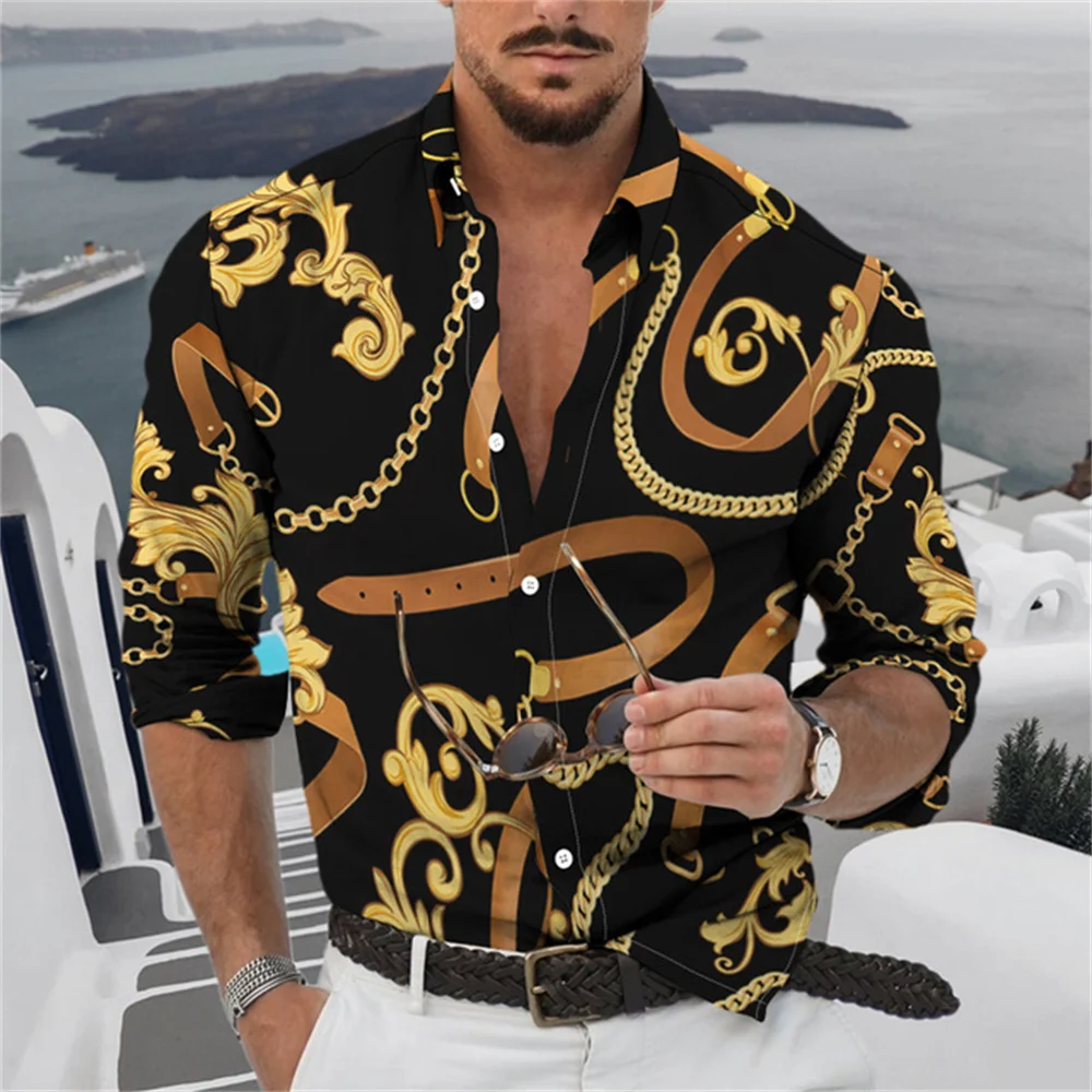 

Fashion Cool 3d Digital Printing Men's Shirts 2022 Autumn New Casual Long Sleeve Turndown Collar Luxury Tops for Men Clothes