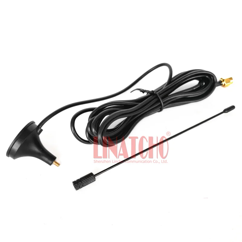 400-470MHz UHF Omni Magnetic Base Walkie Talkie Antenna Extension SMA Male Connector with 3 Meters Cable