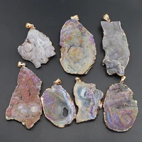 natural raw ore agates stone irregular pendant geode craft collection minerals healing crystal diy necklace women jewelry making