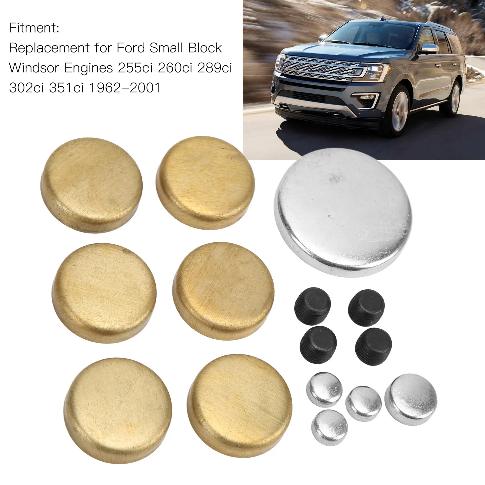 ZK20 Brass Freeze Plug Kit MPE‑108BR Replacement for Ford Small Block 255ci 260ci 289ci 302ci 351ci