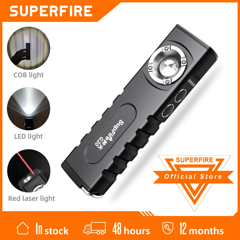 

[Русский склад Отправить] 2021 фонарик SupFire G20 LED + COB фонарь, с красный свет лазера фонарь светодиодный, с магнитом и функцией внешнего аккумулят...