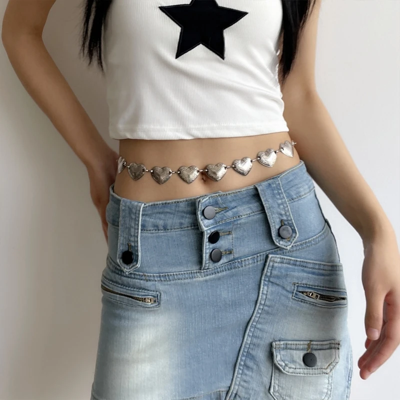 

Women Body Chain Belt Love-Heart Tassel Waist Chain Belt Belly Chain Waistbelt for Female Body Jewelry Lady Accessories