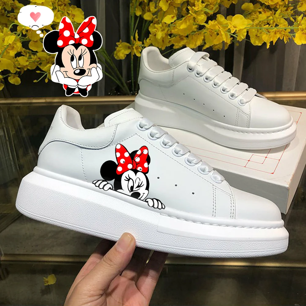 disney Mickey Minnie Couple Fashion Men Women casual Shoes Male Platform Sneakers Girls kateboarding Shoes flats 3D graffiti