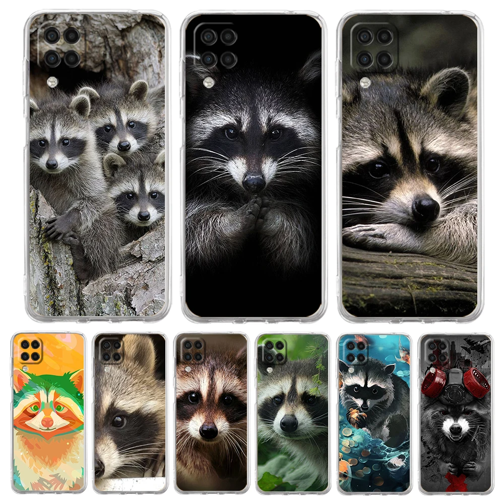 

Cute Animal Raccoon Soft Cover for Samsung Galaxy A13 A22 A52S A52 A72 A51 A71 A41 A31 A21 A11 5G Luxury Transparent Phone Case