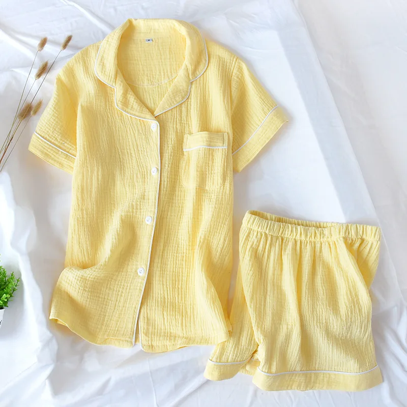 Women's Pure Cotton Pajamas Set 2 Pieces Pyjamas Pijamas Set Summer Short Sleeves Soft Sleepwear Homewear
