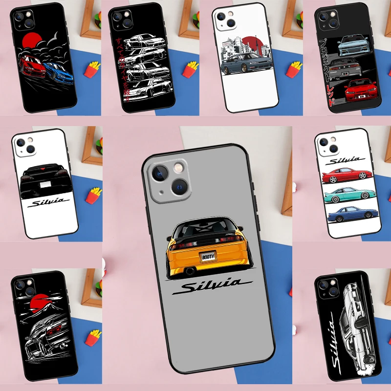 

Silvia S13 S14 S15 Car Case For iPhone 13 11 12 14 Pro Max Mini X XR XS Max 6 7 8 Plus SE 2022 2020 Soft Cover
