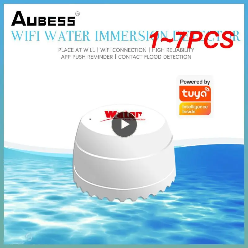 

1~7PCS Wifi Water Detector Leakage Sensor Alarm Security Leak Detector Sound Tuya Smart Life APP Flood Alert Overflow Alarm Tuya