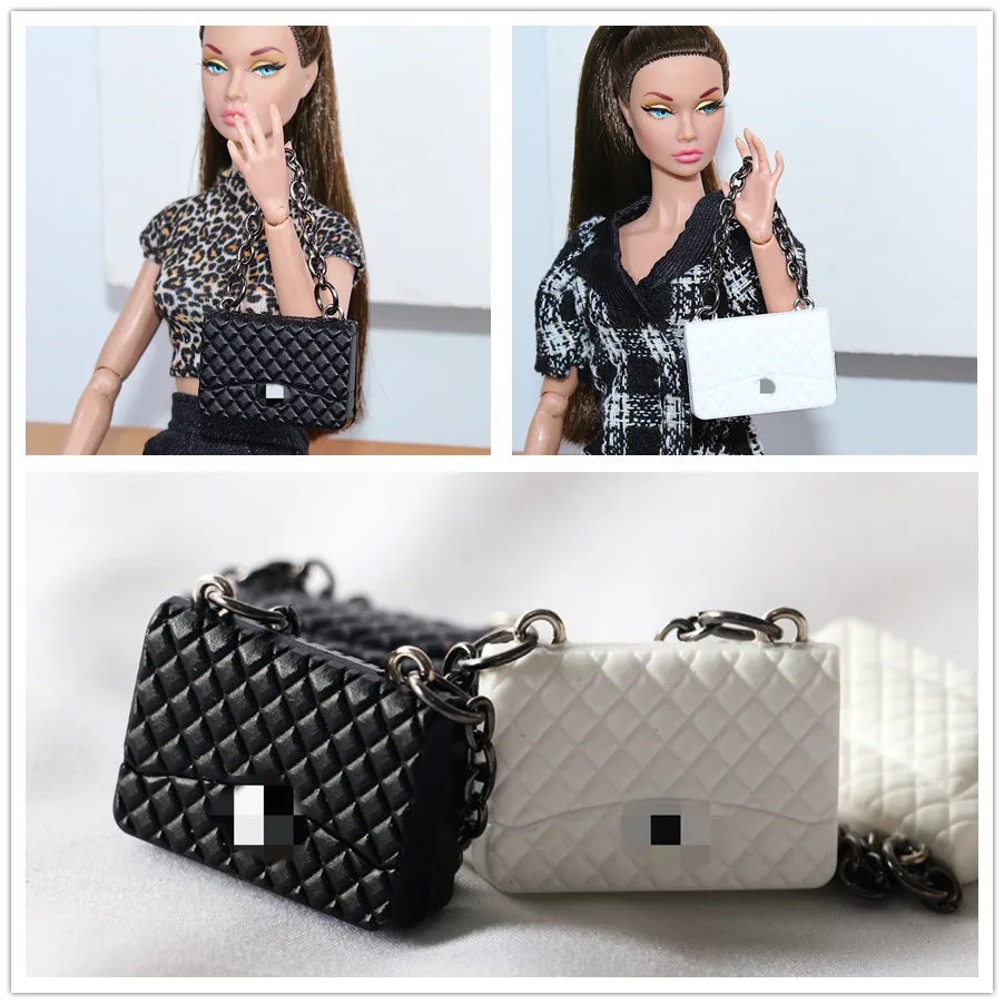 

Doll bag / mini black & white handbag DIY for Dollhouse / doll accessories for 30cm BJD xinyi ST blythe Fr2 barbie doll / Xmas