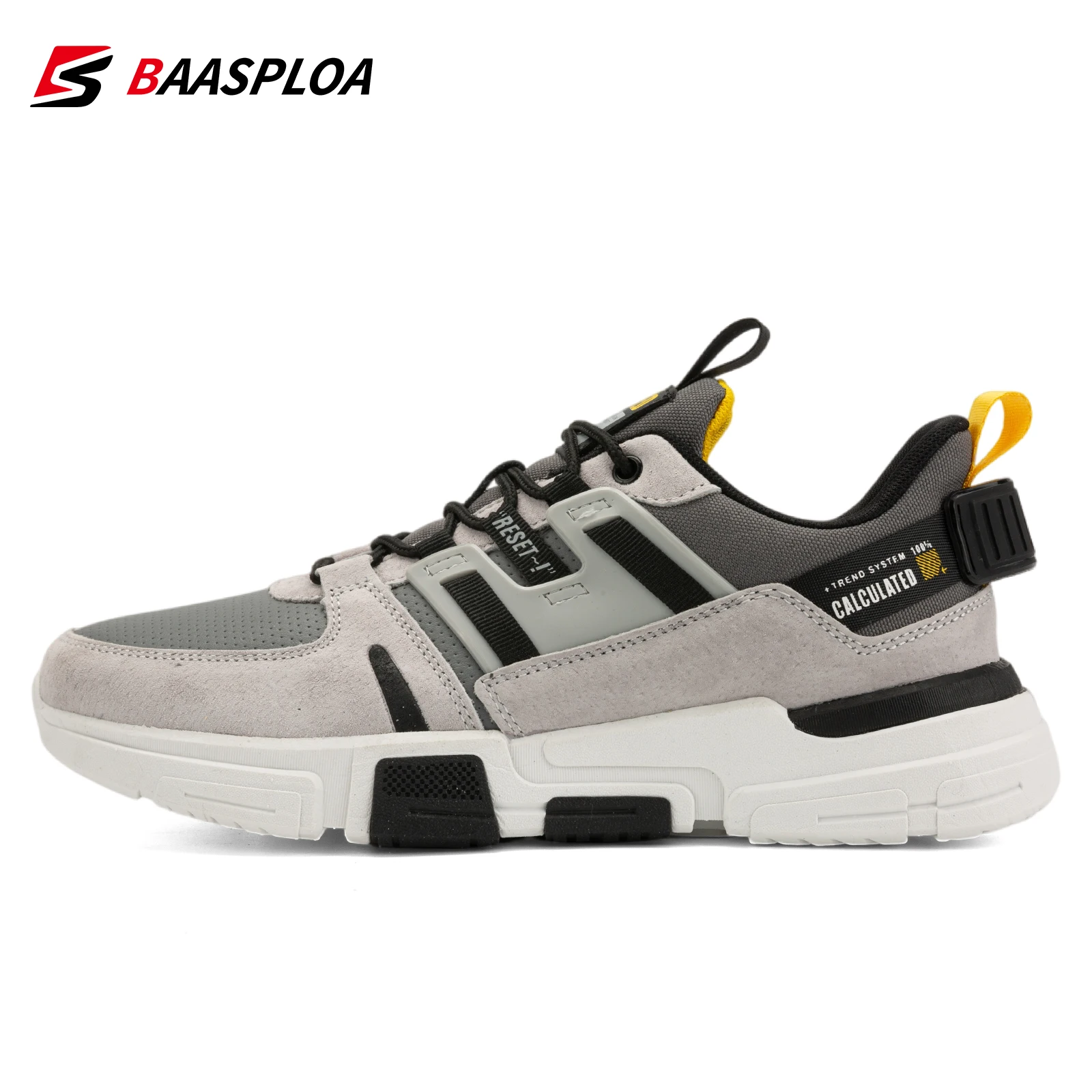 

Baasploa Men's Spring Leather Casual Walking Shoes Non-slip Fashion Sneakers Comfortable Male Breathable Running Tenis Shoes