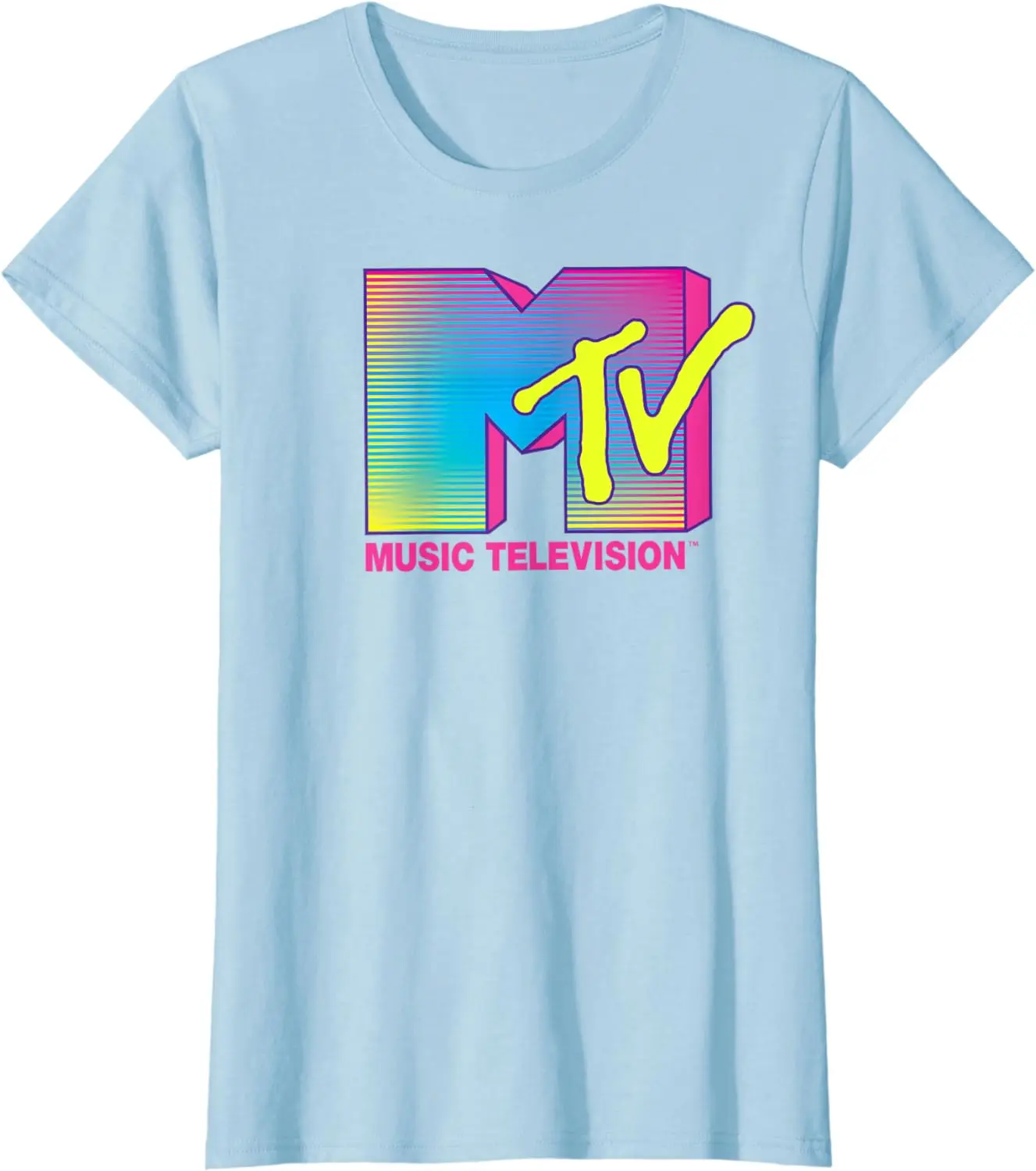 Логотип MTV флуоресцентные цвета Ретро дизайн футболки