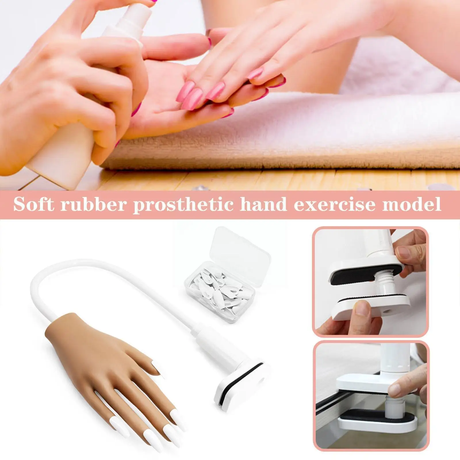 

Nail Art Practice Equipment With 100pcs False Nails Nail Hand Art Prosthetic Hand False Training Manicure Flexible Adjustab U2s2