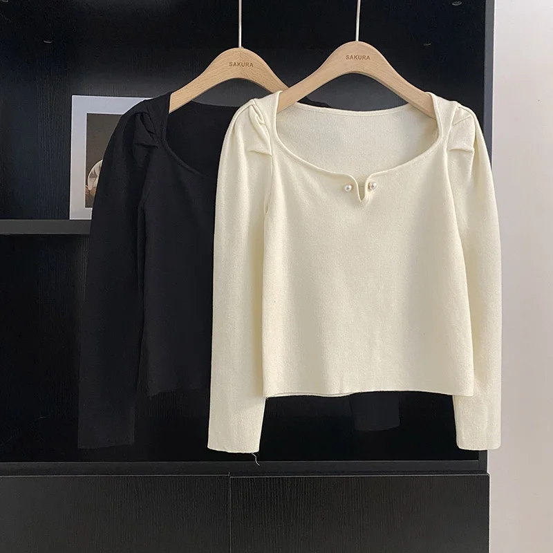 Женский жилет с квадратным воротником и открытой шеей длинным рукавом