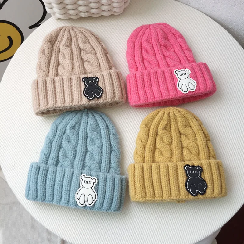 

Kids Warm Hat Fashion Cute Cartoon Bear Beanie for Children Boy Girl Autumn Winter Crochet Bonnet Toddler Girl Cap Warmer Stuff