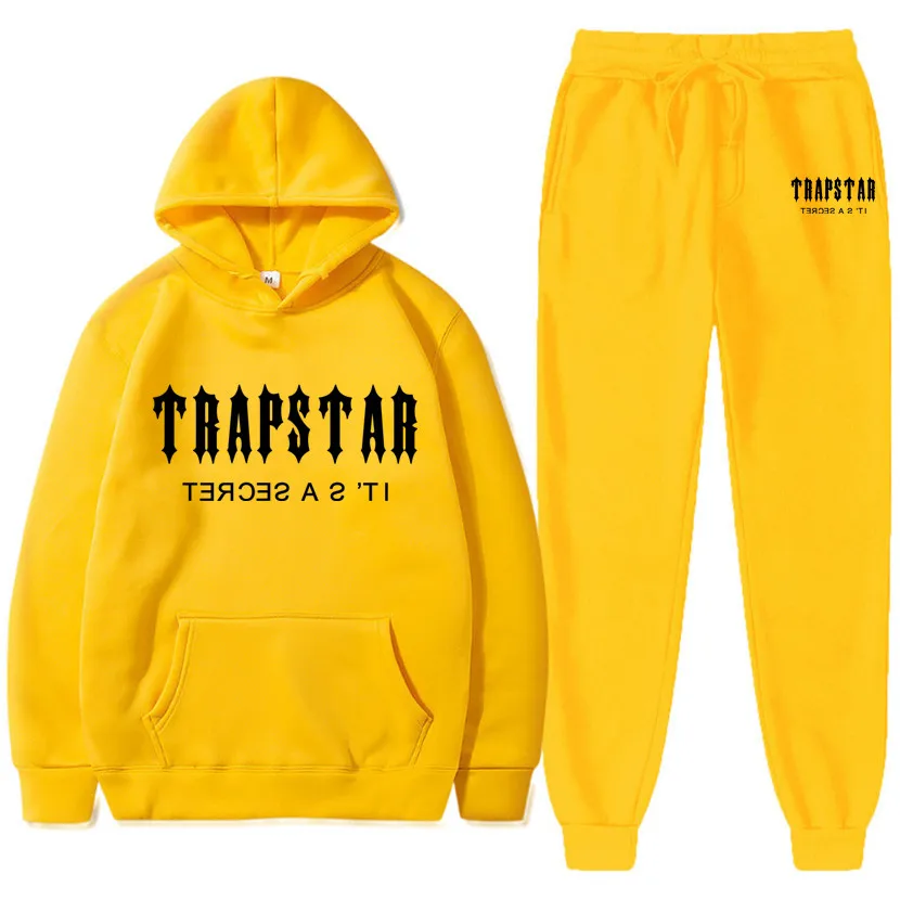 

2022 New Trapstar Autumn Winter Men Hooded Sweatshirt Suit Couple Jogging Hoodies+Sweatpants Two Pieces Set Streetwear Tracksuit
