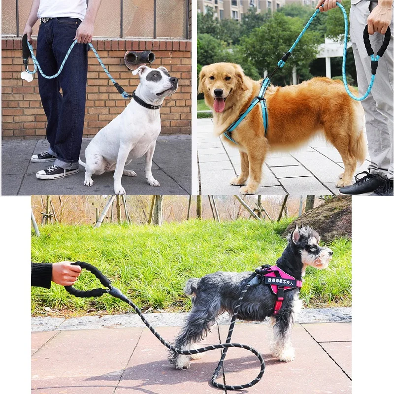 

Nylon reflective dog traction rope comfortable not to hold the dog small, medium and large dog lengthened universal single rope