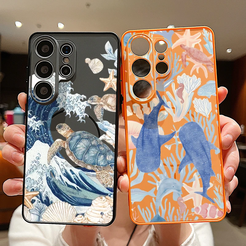 Фото Чехол для телефона с магнитным креплением и принтом синих медуз для Samsung Galaxy S26 S25 Ultra Edge S24 S23 FE A57 A17 A56 A37 A16 A55 A54 A36 №3