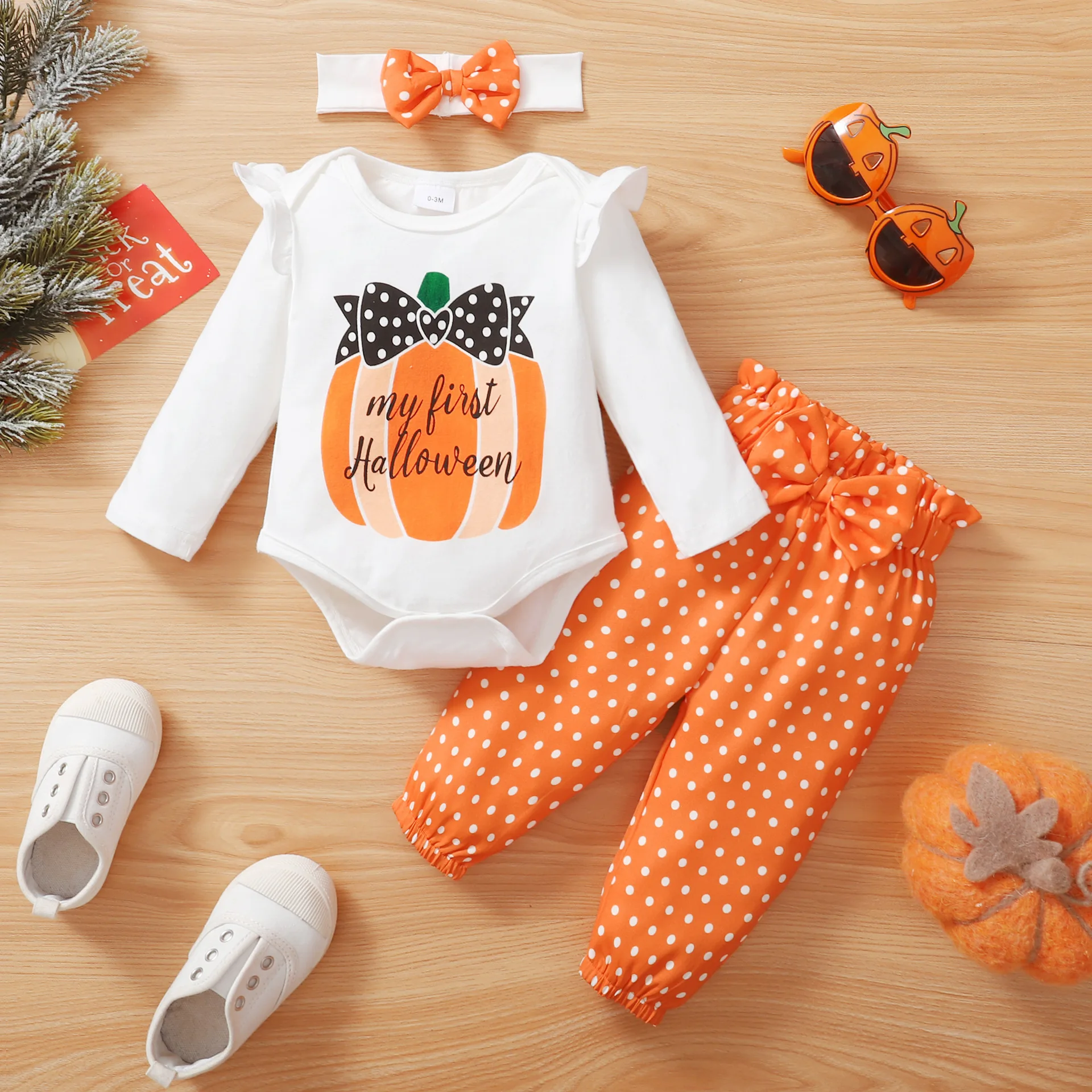 

Infant Baby Girl Clothes Autmn Toddler Sets 2pcs Newborn Pumpkin Sweatshirts Romper+Sweatpants 0-12M Halloween Costume For Kids
