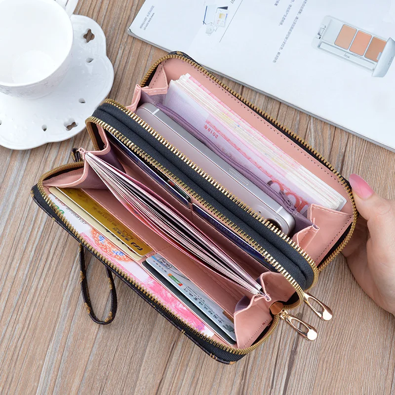 Women's Long  Wallet European and American Fashion Printing Large Capacity Handbag Double Layer Change Mobile Phone Bag