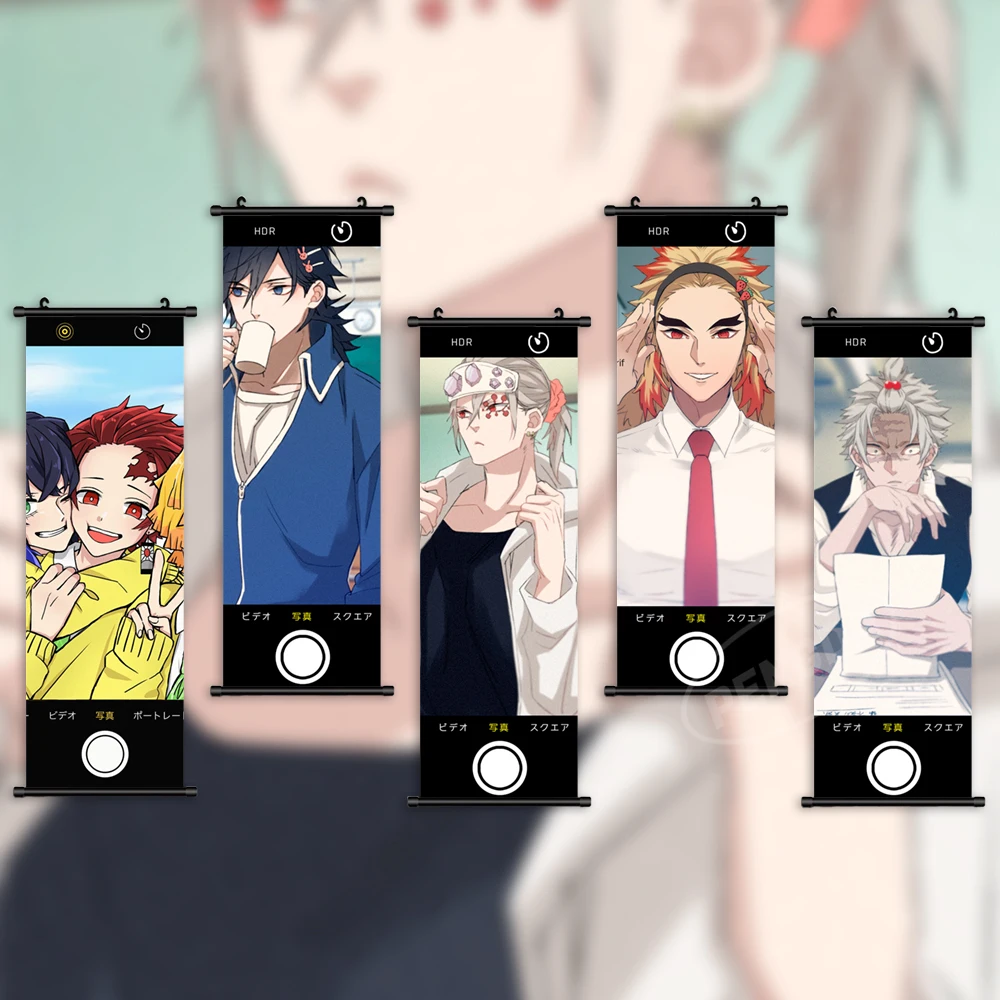 

HD Print Canvas Demon Slayer Poster Home Decor Rengoku Kyoujurou Mural Anime Wall Art Uzui Tenge Picture Scroll Hanging Painting