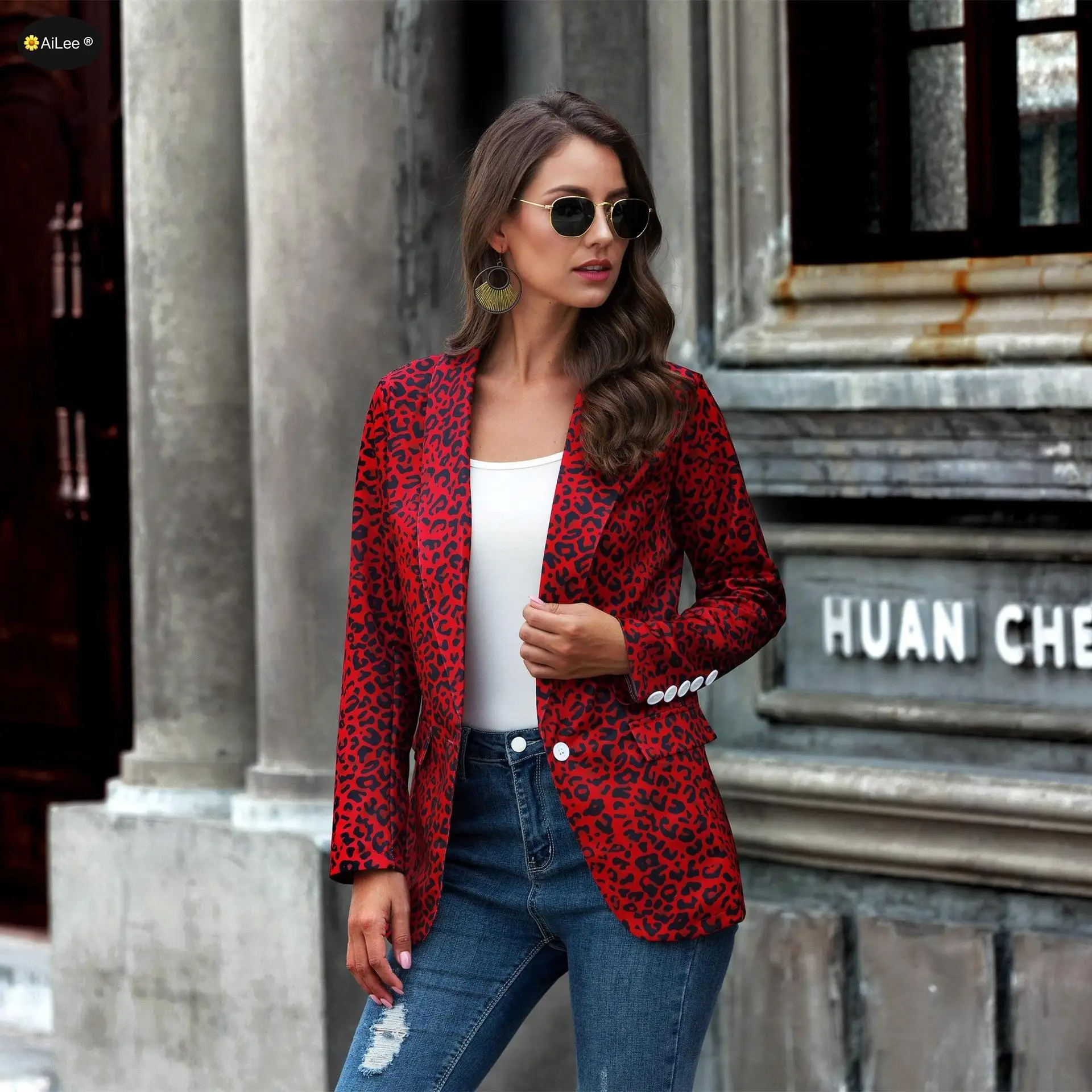 Fashion Autumn Women Leopard Print Blazer Jackets Work Office Lady Suit Slim Chic Business Female Blazer Coat Talever Streetwear