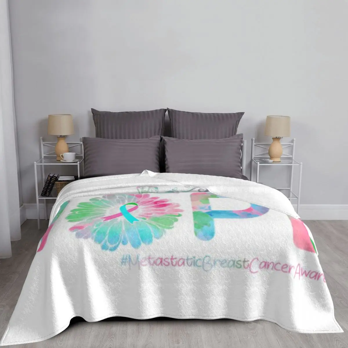 Ультрамягкое одеяло из микрофлиса HOPE Butterfly Metastatic с информацией о раке молочной
