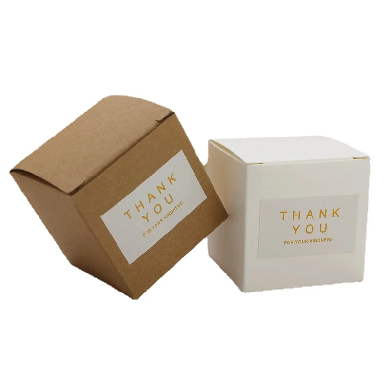 30/50/100pcs Small Kraft Paper Boxes White Thank You Stickers DIY Boxes for Gifts Candy Chocolate  Small Jewelry Packaging Boxes